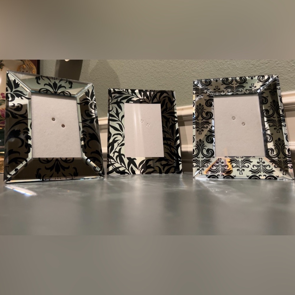 Set-2 Vintage Sicura of Italy Elegant and one Beveled Frame Black/Silver/ Mirror